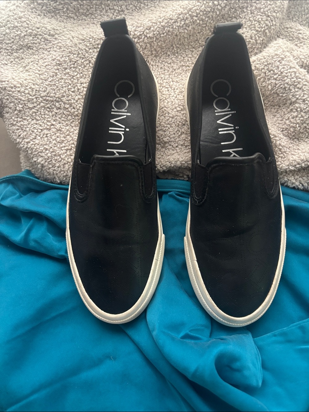 Calvin Klein Black Slip On Sneakers with White Sole